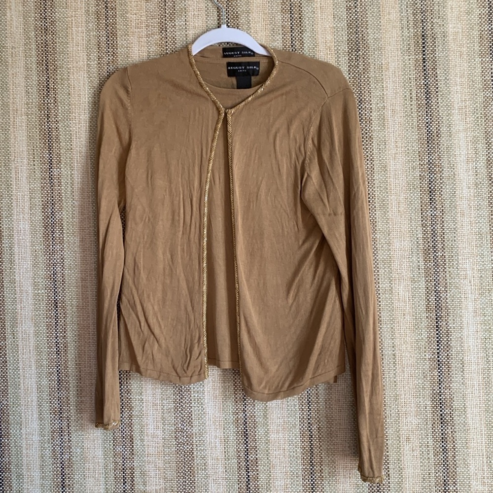 August Silk Knits 100% Silk Women Cardigan and Top Blouse Set Women’s Size M